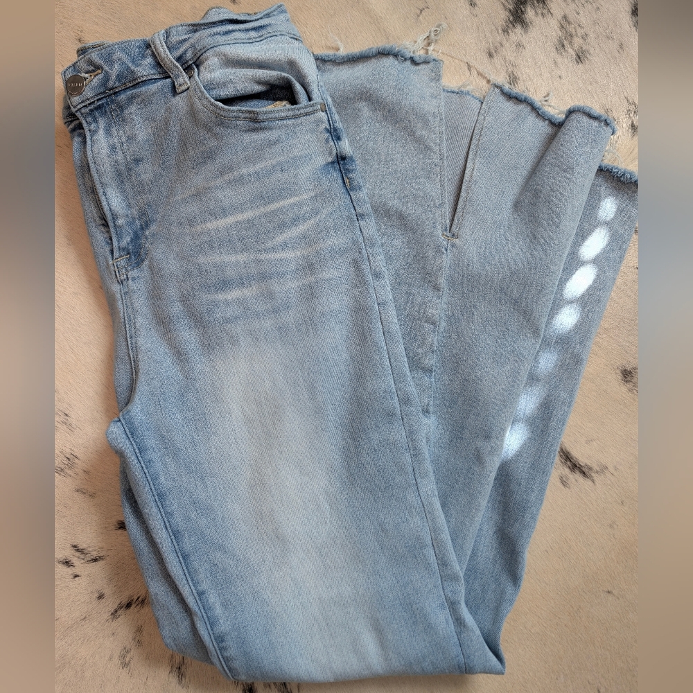 Risen Jeans High Rise Twisted Hem Flare Jeans